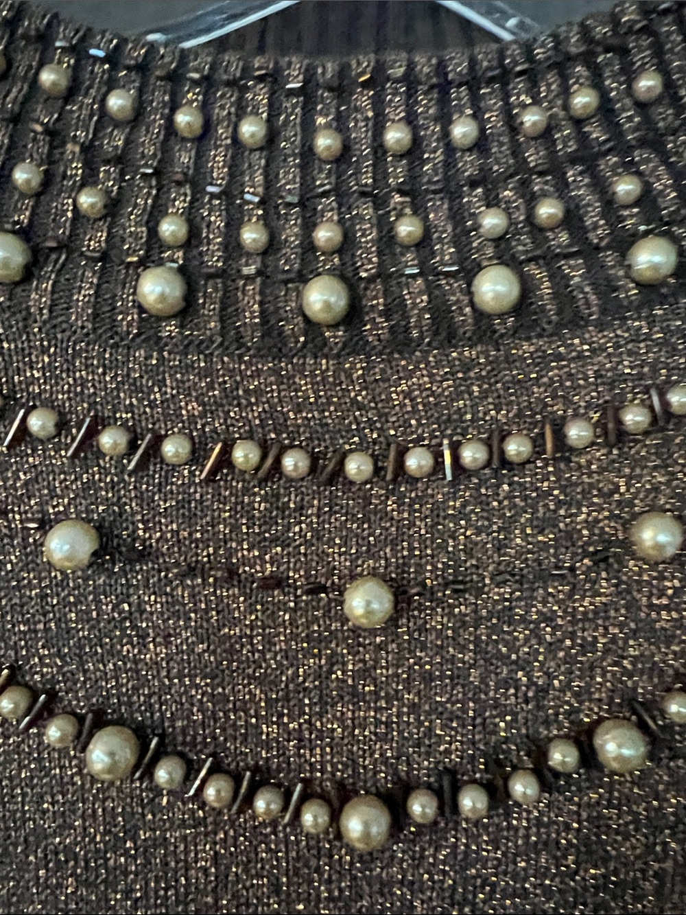 TanJay Metallic Brown Beaded Mock Neck Sweater - Picture 2 of 4